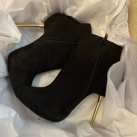 Size 9 Shoe Dazzle black suede "Parisa" platform booties $26 - Picture 5 of 6